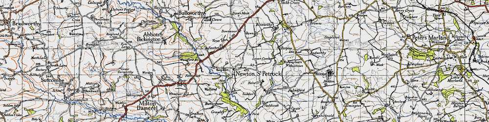 Old map of Newton St Petrock in 1946