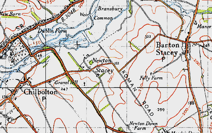 Old map of Newton Stacey in 1945