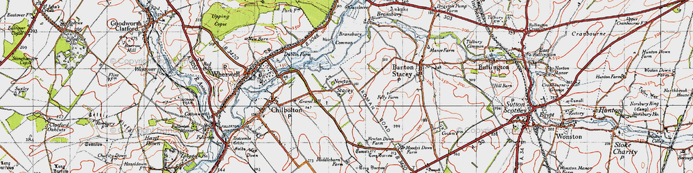 Old map of Bransbury Common in 1945