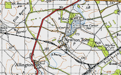 Old map of Newton Tony in 1940