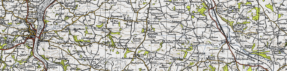 Old map of Newton Tracey in 1946