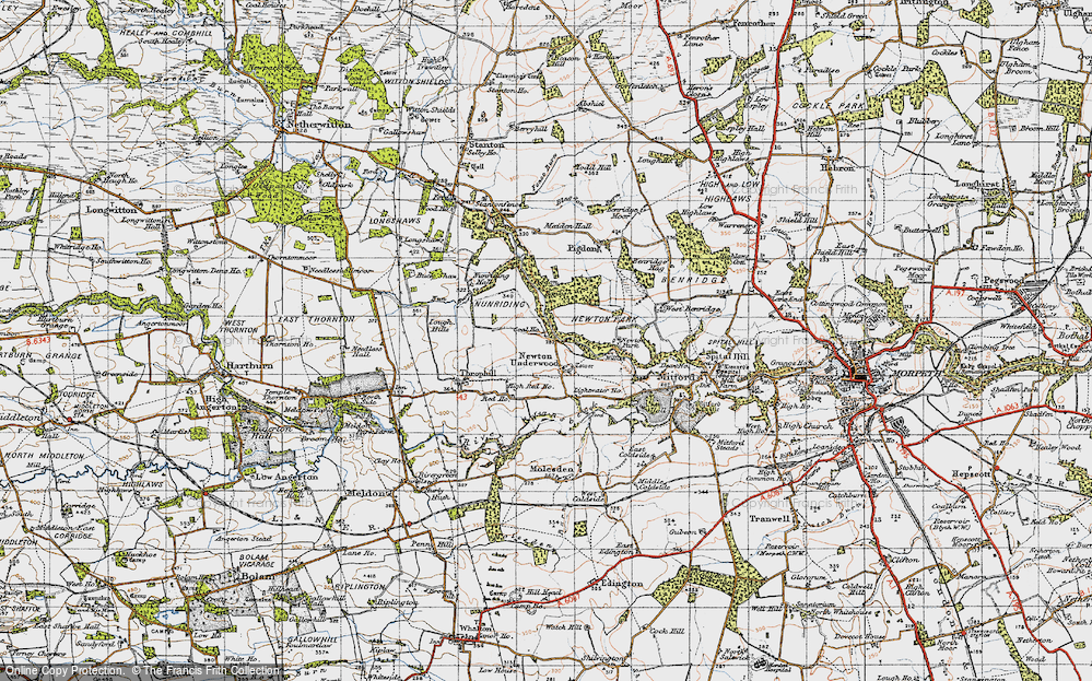 Old Map of Historic Map covering Buckshaw in 1947