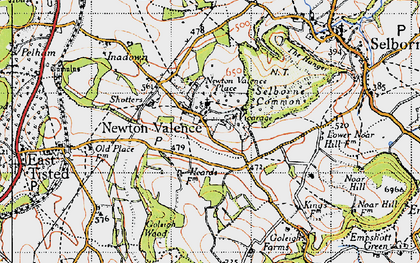 Old map of Newton Valence Place in 1940