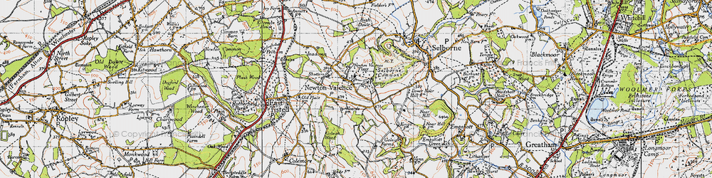 Old map of Newton Valence in 1940
