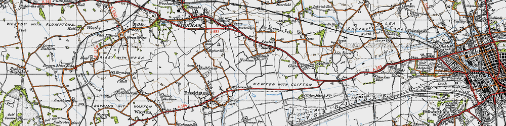 Old map of Newton with Scales in 1947