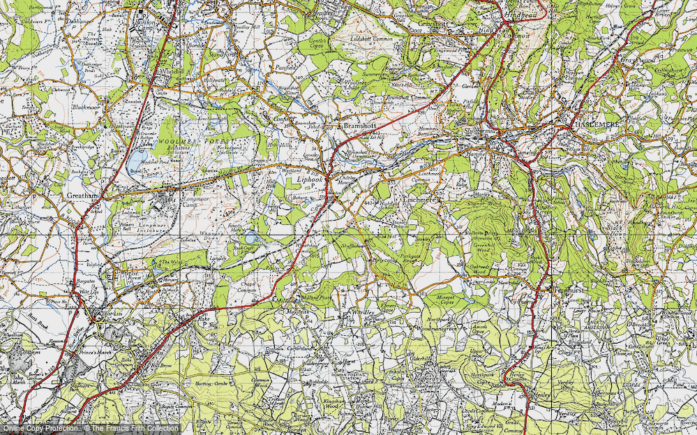Old Map of Historic Map covering Wheatsheaf Common in 1940