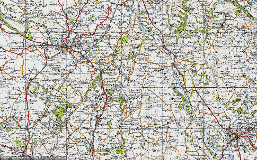 Old Map of Historic Map covering Biddulph Common in 1947
