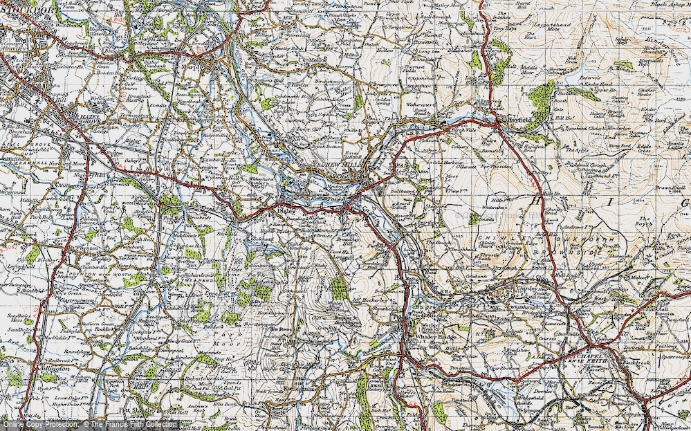 Old Map of Historic Map covering Broadhey Hill in 1947