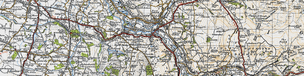 Old map of Broadhey Hill in 1947