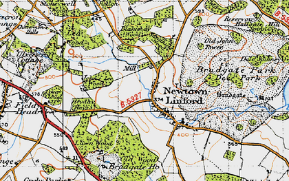 Old map of Newtown Linford in 1946