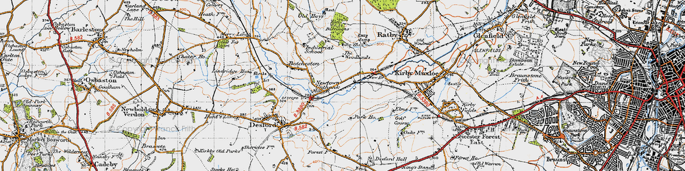 Old map of Newtown Unthank in 1946