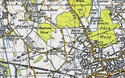 Old map of Bayhurst Wood Country Park in 1945
