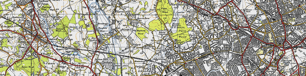 Old map of Newyears Green in 1945