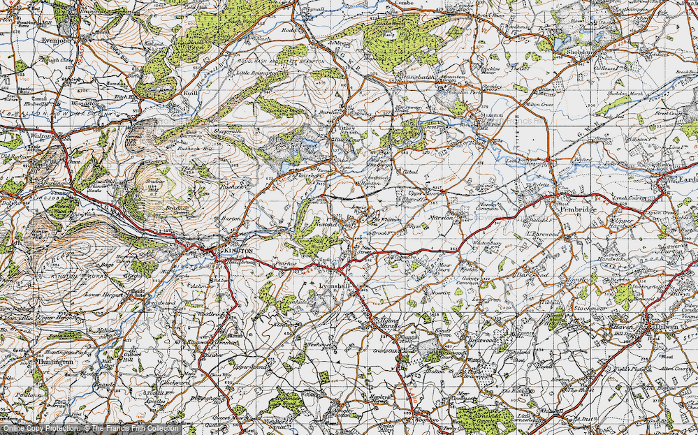 Old Map of Historic Map covering Lewis Wych in 1947