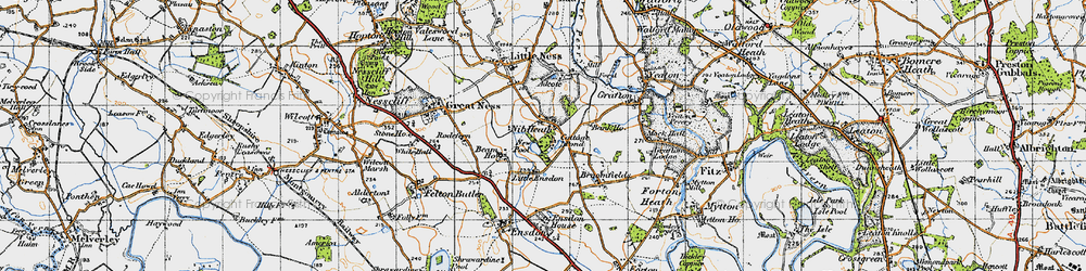 Old map of Little Ensdon in 1947