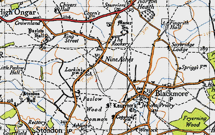 Old map of Nine Ashes in 1946