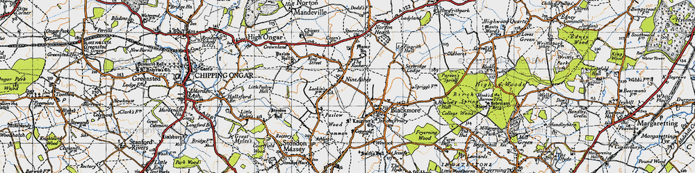Old map of Nine Ashes in 1946