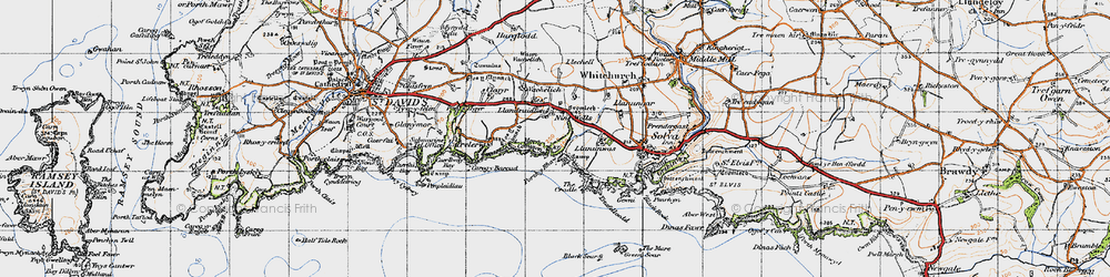 Old map of Nine Wells in 1946