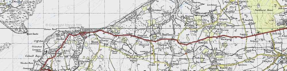Old map of Ningwood Common in 1945