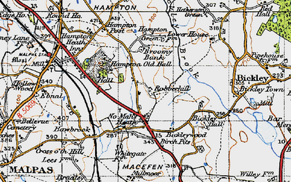 Old map of No Mans Heath in 1947