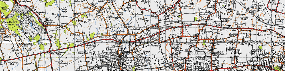 Old map of Noak Bridge in 1945