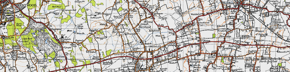 Old map of Noak Hill in 1946