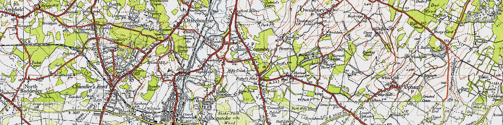 Old map of Nob's Crook in 1945