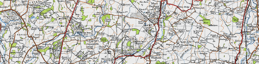 Old map of Nobland Green in 1946
