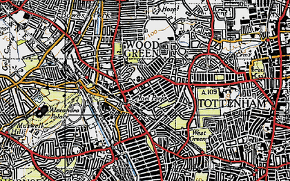 Old map of Noel Park in 1946