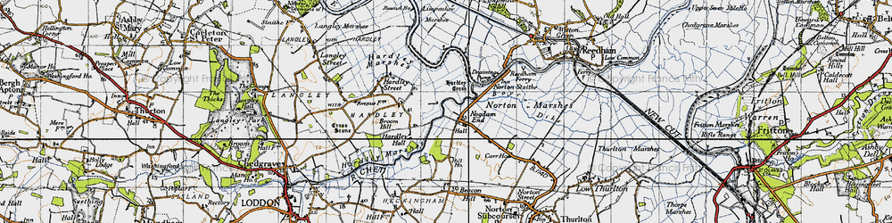 Old map of Nogdam End in 1946