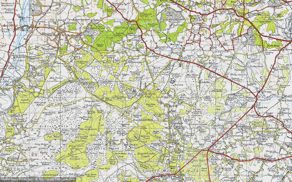 Old Map of Historic Map covering Black Bush Plain in 1940