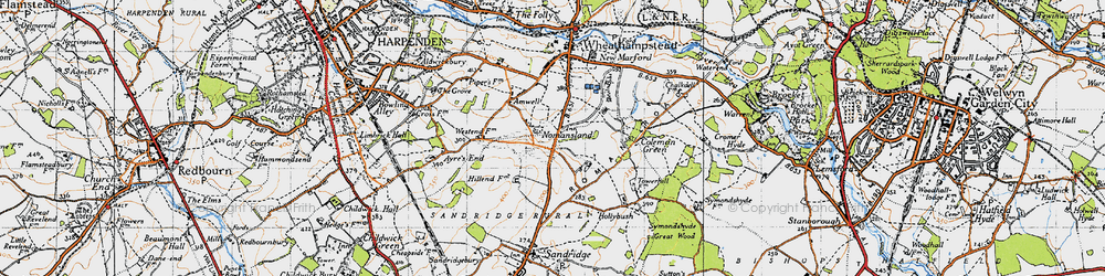 Old map of Belgic Oppidum in 1946