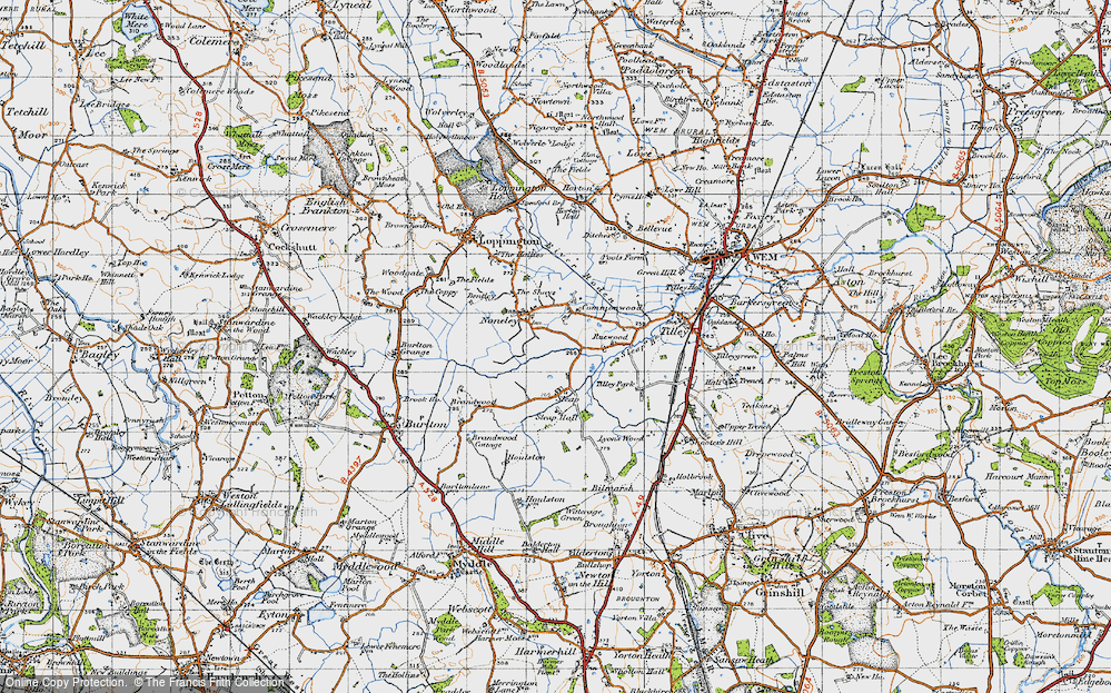 Old Map of Noneley, 1947 in 1947
