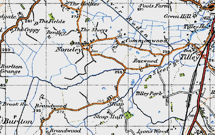 Old map of Noneley in 1947