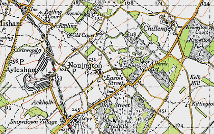 Old map of Nonington in 1947