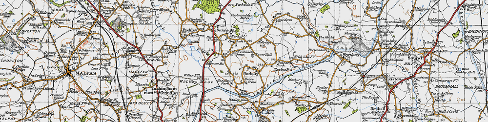 Old map of Norbury in 1947
