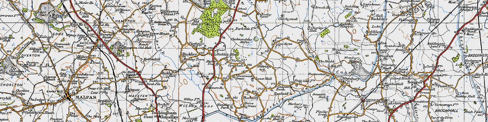 Old map of Norbury Common in 1947