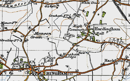 Old map of Nordelph Corner in 1946