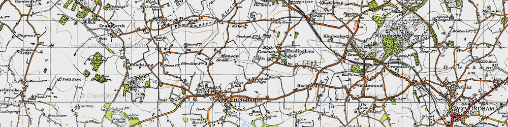 Old map of Nordelph Corner in 1946