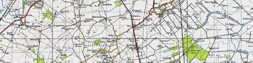 Old map of Norman Cross in 1946