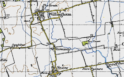 Old map of Normanby by Stow in 1947