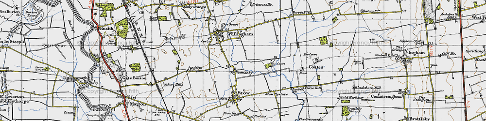 Old map of Normanby by Stow in 1947