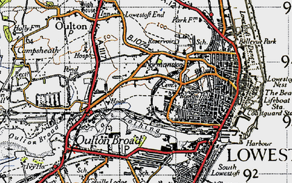Old map of Normanston in 1946