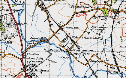 Old map of Normanton on Soar in 1946