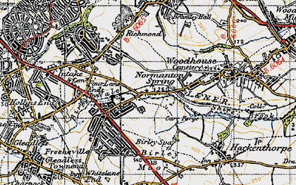Old map of Normanton Spring in 1947