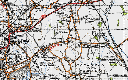 Old map of Normoss in 1947