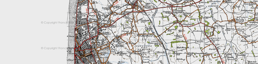 Old map of Normoss in 1947