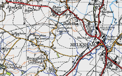 Old map of Norrington Common in 1946