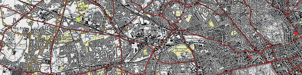 Old map of North Acton in 1945