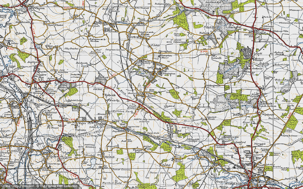 Old Map of North Anston, 1947 in 1947